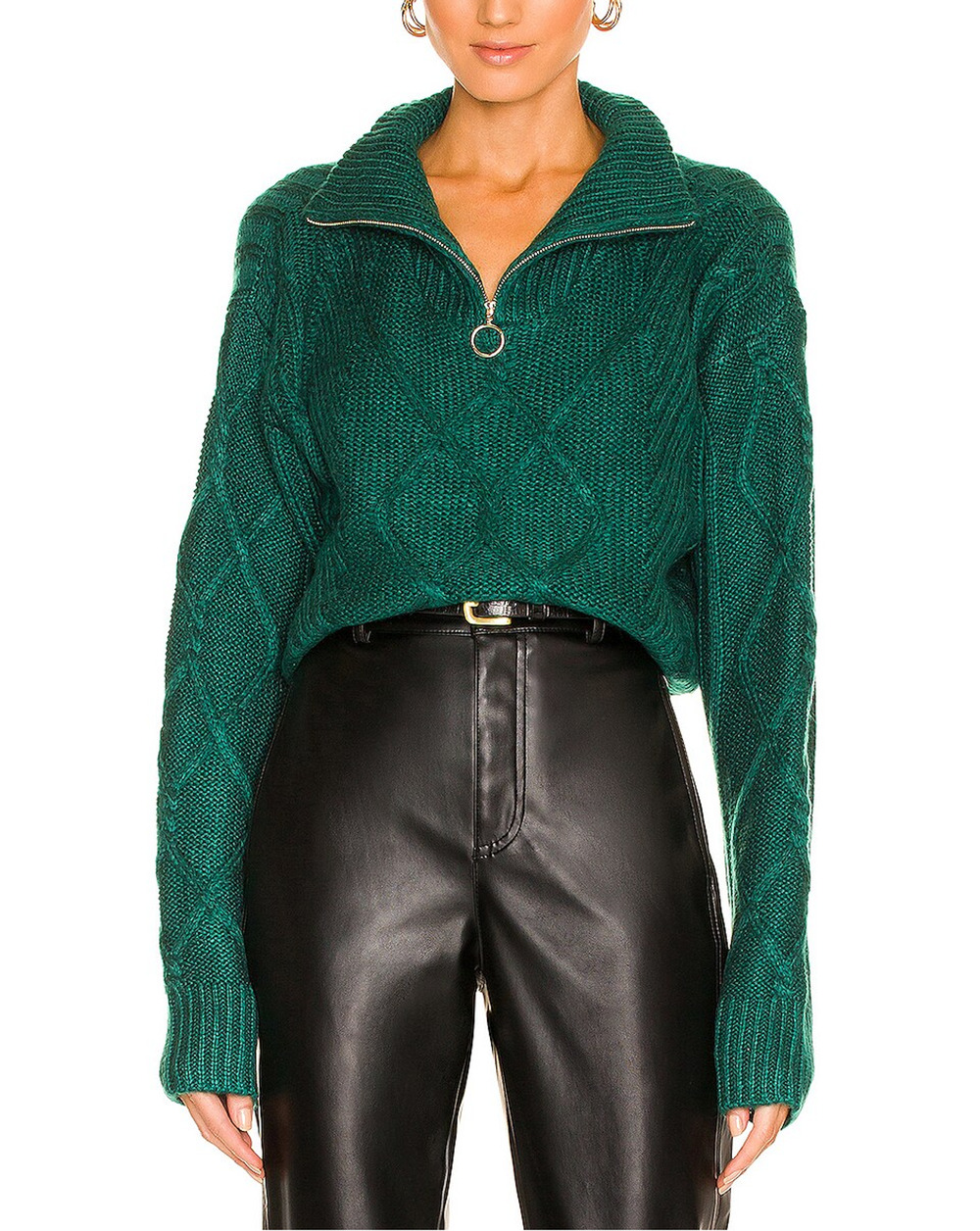 BCBGeneration Cable Knit Emerald Half Zip Sweater Size XS
